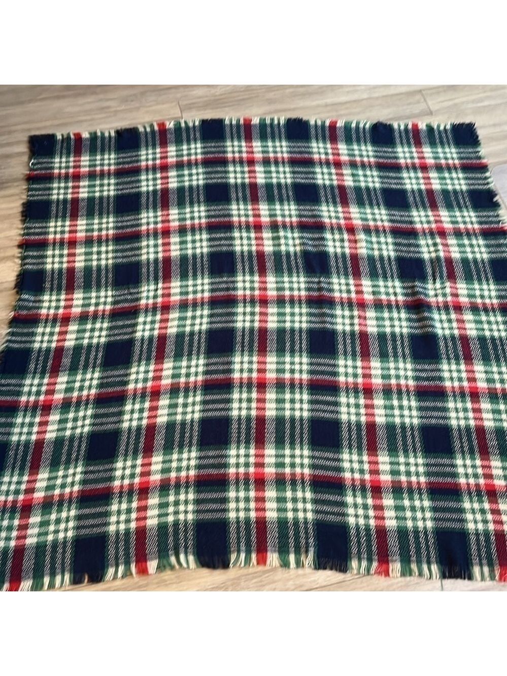 VENERA Wool Blend Plaid Scarf Wrap Blanket, 54” square - Picture 7 of 8